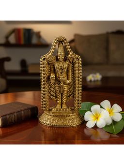 eCraftIndia - Golden Brass Handcrafted Tirupati Balaji Idol Lord Venkateswara Murti For Mandir Temple