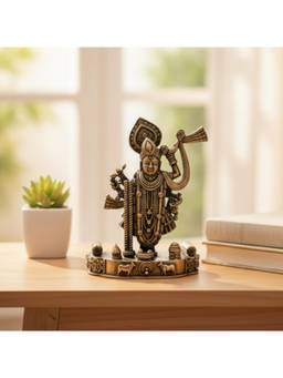 eCraftIndia - Golden Brass Lord Shrinathji Idol For Home Living Room Office