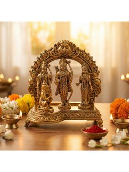 eCraftIndia - Golden Brass Ram Darbar Statue For Home Mandir