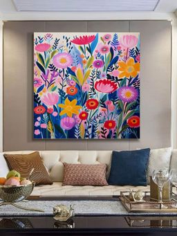 999Store - Vibrant Floral Art Print - Colourful Spring Flowers Painting For Cheerful Home Decor