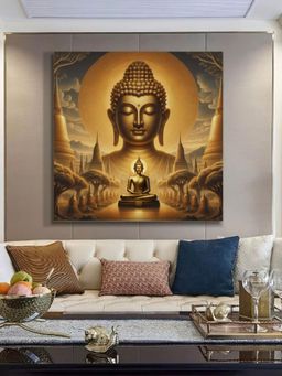 999Store - Golden Buddha Statue Art Print - Serene Meditation And Enlightenment Painting
