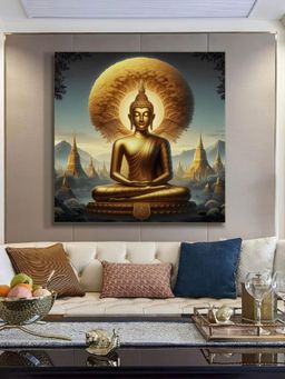999Store - Golden Buddha Statue Art Print - Serene Meditation And Enlightenment Painting