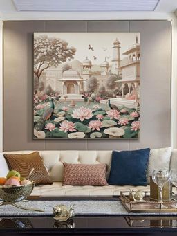 999Store - Garden Art Print - Serene Lotus Pond And Elegant Architecture