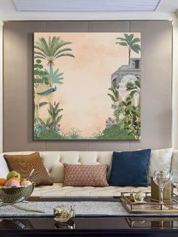 999Store - Elegant Peacock And Tropical Foliage With Historic Architecture