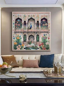 999Store - Architectural Art Print - Intricate Floral Patterns And Elegant Peacocks On Vibrant Facade