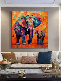 999Store - Vibrant Geometric Elephant Art Print - Modern Abstract Painting