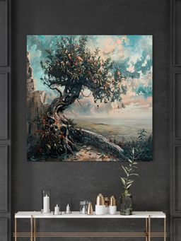 999Store - The Timeless Sentinel Or The Ancient Tree Overlooking The Valley Tree Of Life Painting