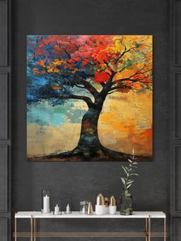 999Store - The Tree Of Seasons With Branches Filled With Vibrant Colourful Leaves Painting For Wall