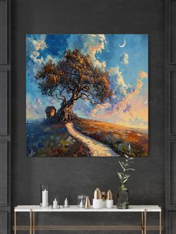 999Store - The Path Of Tranquillity With The Tree And A Winding Path Leading Of Life Painting