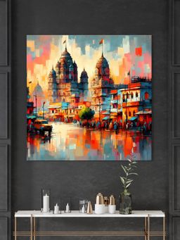 999Store - Reflections Of The Divine A Majestic Temple Reflected In Water Golden Temple Wall Painting