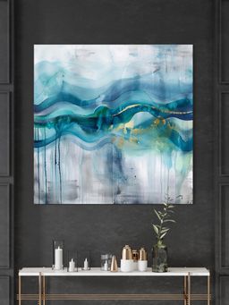 999Store - Waves Of Tranquillity Blue And Green Colors Representing Waves Abstract Art Wall Painting