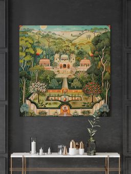 999Store - Sanctuary Of Peace Traditional Palace Surrounded By Nature Painting For Wall Decoration