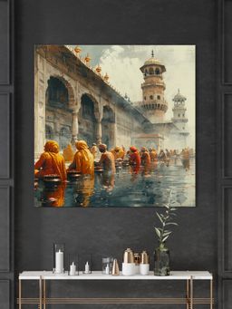 999Store - Spiritual Ambiance Of Pilgrims Engaging In A Ritualistic Banaras Ghat Paintings
