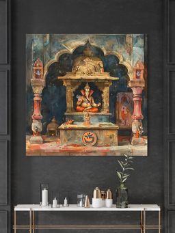 999Store - Ganesh Temple Is A Watercolor Wall Painting