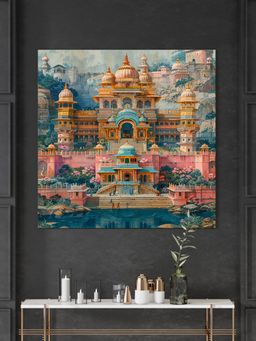 999Store - A Richly Detailed Illustration Of A Grand Indian Palace Indian Paintings