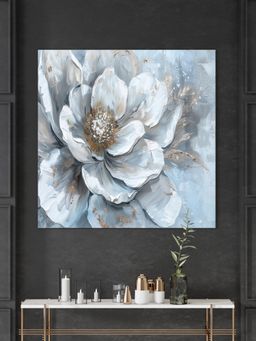 999Store - White Flower With Abstract Effect Modern Art Wall Painting