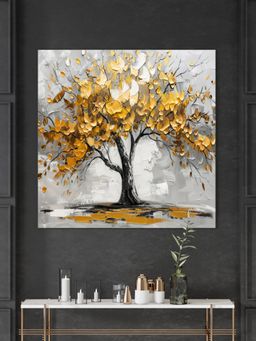 999Store - Tree Art With Yellow Leaf And White Abstract Effect Modern Abstract Painting
