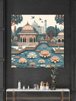 999Store - Indian Art Mughal Garden With Flying Birds Modern Art Wall Painting