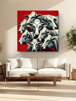 999Store - Abstract Representation Of Cows In A Herd - Canvas Painting