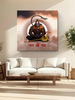 999Store - Powerful Image Of Hanuman Meditating With Chant Of 'Jai Shri Ram' - Canvas Painting