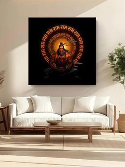999Store - Meditating Hanuman With The Chant Of 'Jai Shri Ram' In A Glowing Aura - Canvas Painting