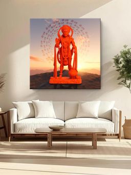 999Store - Vibrant Hanuman Idol With Chant Of 'Jai Shri Ram' At Sunset - Canvas Painting