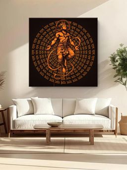999Store - Hanuman In Cosmic Meditation Surrounded By 'Jai Shri Ram' Mantra - Canvas Painting