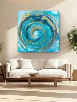 999Store - Dynamic Abstract Art In Blue And Gold For Contemporary Living Spaces And Office Decor