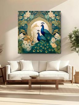 999Store - Majestic Peacocks In Bloom: Elegant Nature-Inspired Canvas Painting