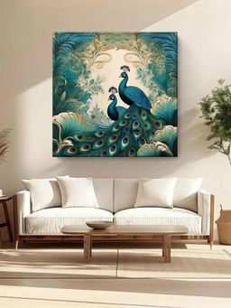 999Store - Peacocks In Flourishing Foliage, A Vibrant Nature-Inspired Canvas Painting