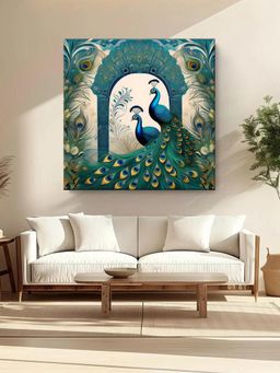999Store - Royal Archways: Peacocks And Timeless Beauty In An Ornate Canvas Painting