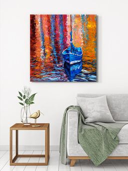 999Store - Blue Boat Reflections Canvas-Wrapped Painting Brighten Up Any Room
