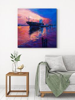 999Store - Majestic Ship At Sunset Canvas-Wrapped Painting A Nautical Masterpiece