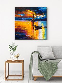 999Store - Lighthouse At Sunset Canvas-Wrapped Painting Radiant Coastal Decor