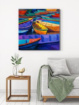 999Store - Docked Boats Canvas-Wrapped Painting Perfect For Nautical-Themed Interiors
