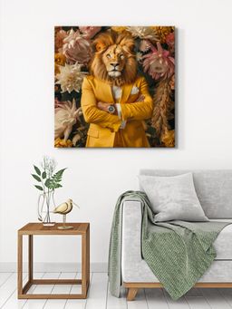 999Store - Lion In Floral Suit Canvas-Wrapped Painting