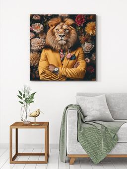 999Store - Majestic Lion In Floral Suit Canvas-Wrapped Painting