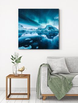 999Store - Northern Lights Reflected In Water Canvas-Wrapped Painting