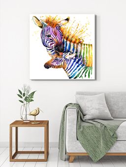 999Store - Colourful Zebras Canvas-Wrapped Painting