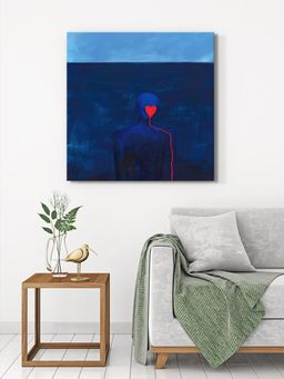 999Store - Deep Blue Ocean Heart Canvas-Wrapped Painting