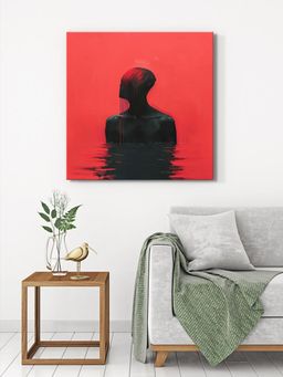 999Store - Intense Red Silhouette Canvas-Wrapped Painting