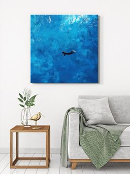 999Store - Diver In Blue Ocean Canvas-Wrapped Painting