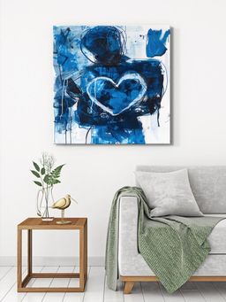 999Store - Abstract Blue Heart Canvas-Wrapped Painting