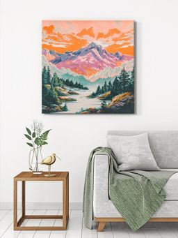 999Store - Vibrant Mountain Landscape Canvas-Wrapped Painting