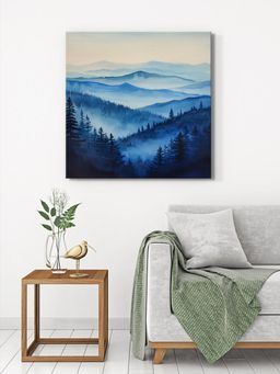 999Store - Serene Blue Forest Canvas-Wrapped Painting