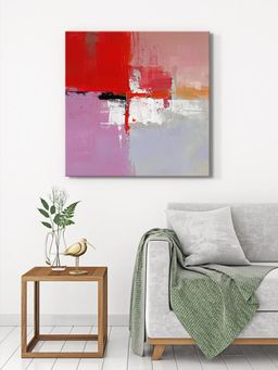 999Store - Vivid Red And Pink Abstract Canvas-Wrapped Painting