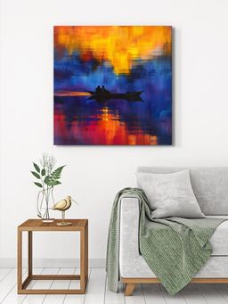 999Store - Sunset Boat Abstract Canvas-Wrapped Painting