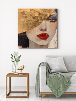 999Store - Golden Face Canvas-Wrapped Painting