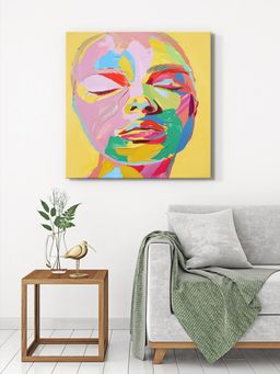 999Store - Colourful Expressionist Face Canvas-Wrapped Painting