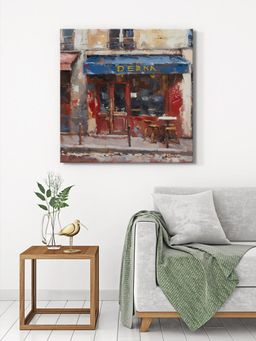 999Store - Charming Cafe Street Scene Canvas-Wrapped Painting